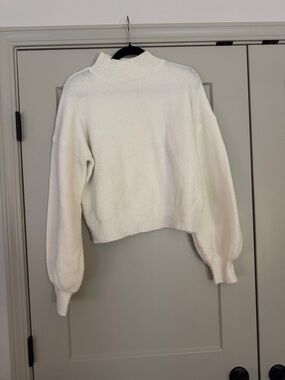 Cozy Mock Neck White Women's Sweater